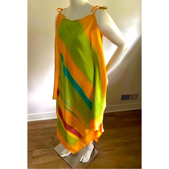 🆕 Handmade silk knee-lenght beach or casual dress / vintage / Martinique artist - Picture 3 of 10